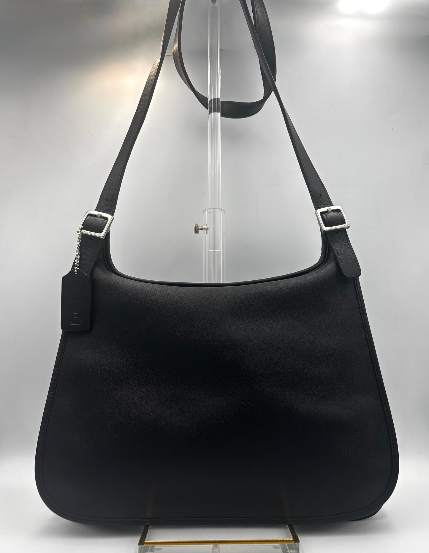 Vintage Coach 9134 Slim Hippie Flap Bag | Black Glove Tanned Leather Shoulder Purse | 1999 Costa Rica