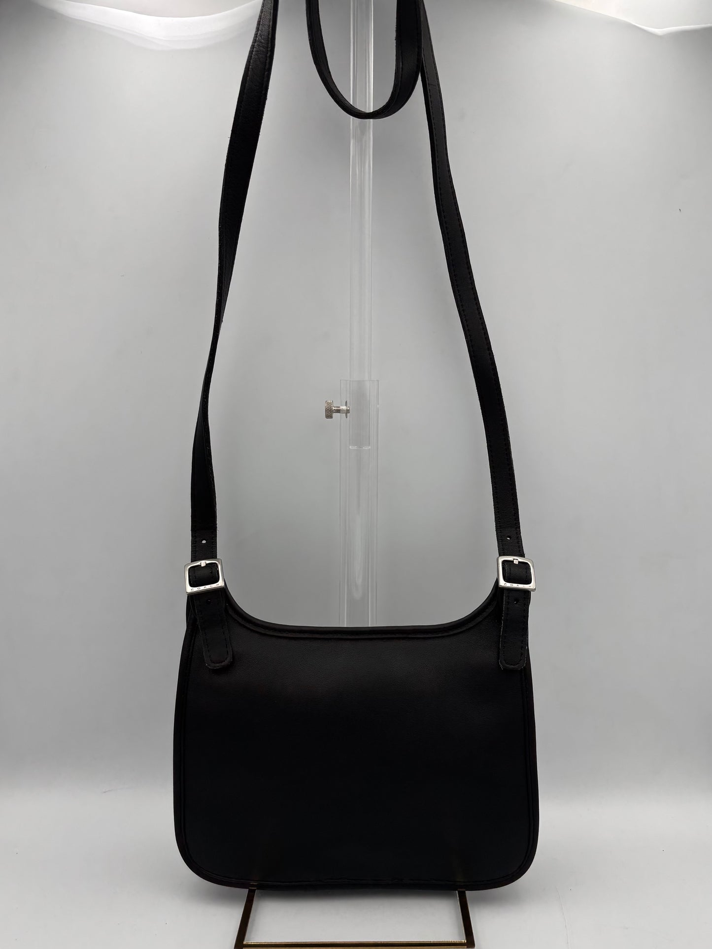 Vintage Coach Slim Hippie Bag | Style No. 9142 | Black Leather Crossbody | 1990s Shoulder Purse