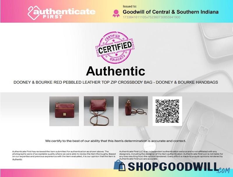 Certified Authentic Dooney & Bourke Burgundy Katie Pebble Grain Leather Crossbody Bag