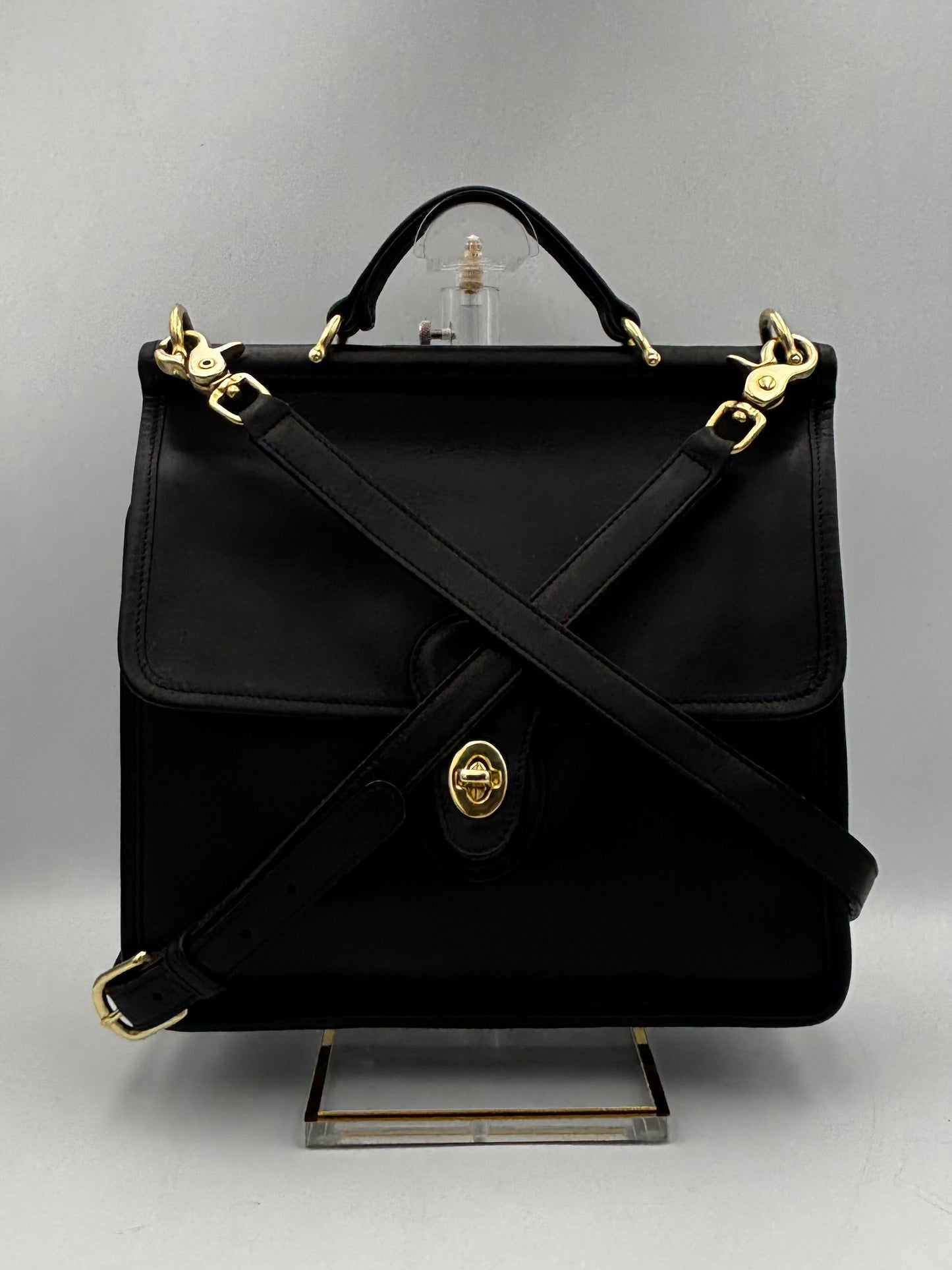 Vintage Coach Willis Bag | Style 9927 | Black Leather Top Handle Satchel | Rare 1990s Legacy Crossbody Purse