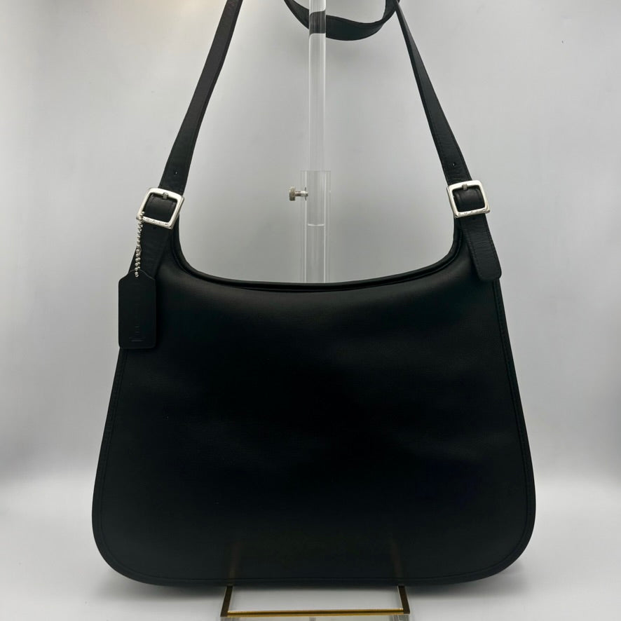 Vintage Coach 9134 Slim Hippie Flap Bag | Black Glove Tanned Leather Shoulder Purse | 1999 Costa Rica