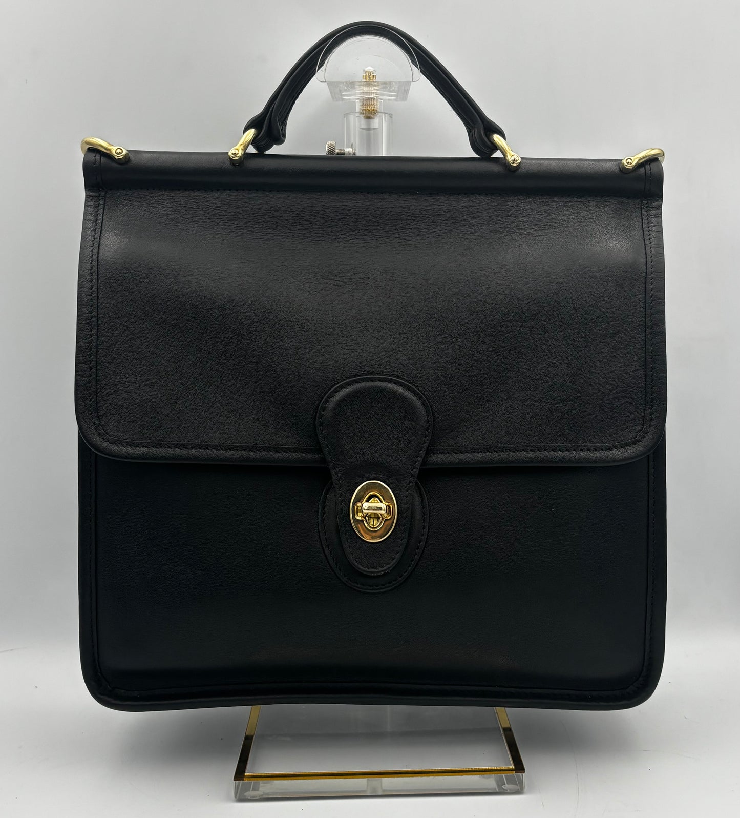 Vintage Coach Willis Bag | Style 9927 | Black Leather Top Handle Satchel | Rare 1990s Legacy Crossbody Purse