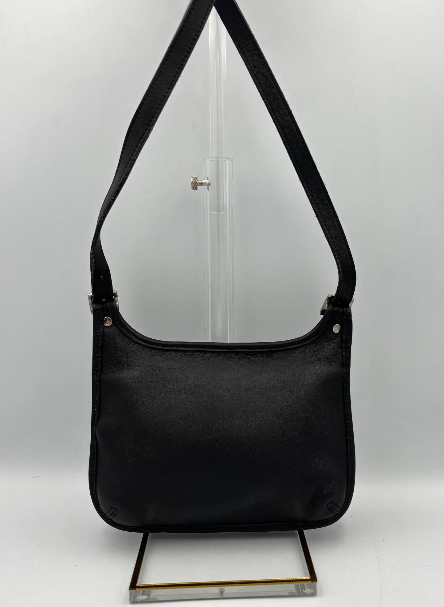 Vintage Coach Slim Hippie Bag | Style No. 9142 | Black Leather Crossbody | 1990s Shoulder Purse