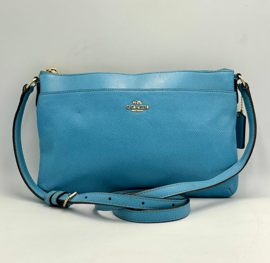Coach Blue Leather Crossbody Bag | East West Pop Small Shoulder Purse | Minimalist Everyday Bag | F52881 | Gift for Her