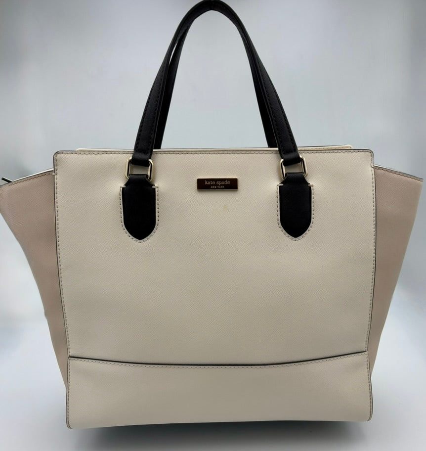 Kate Spade Leather Cream/Pink Large Tote