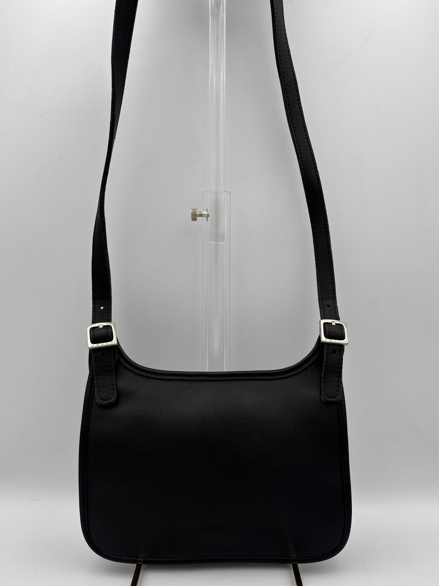 Vintage Coach Slim Hippie Bag | Style No. 9142 | Black Leather Crossbody | 1990s Shoulder Purse