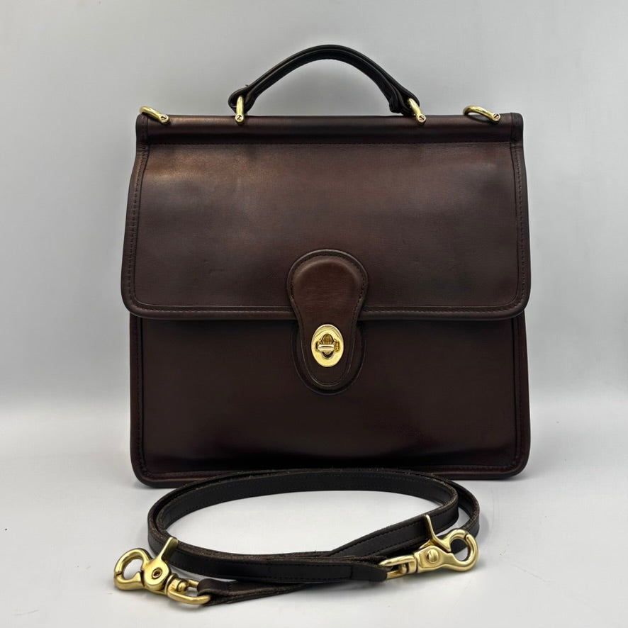 Vintage Coach Willis Bag | Style 9927 | Brown Leather Top Handle Satchel | Rare 1990s Legacy Crossbody Purse