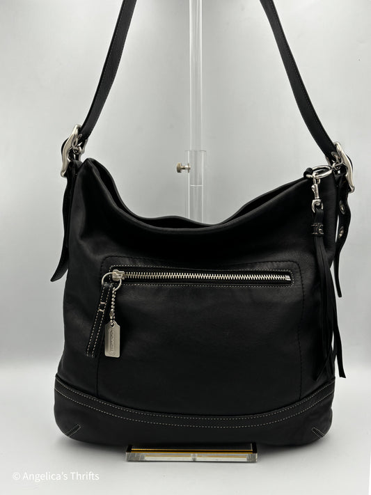 Vintage Coach Slim Black Leather Shoulder Bag | Minimalist 90s Shoulder Purse | Style 1414