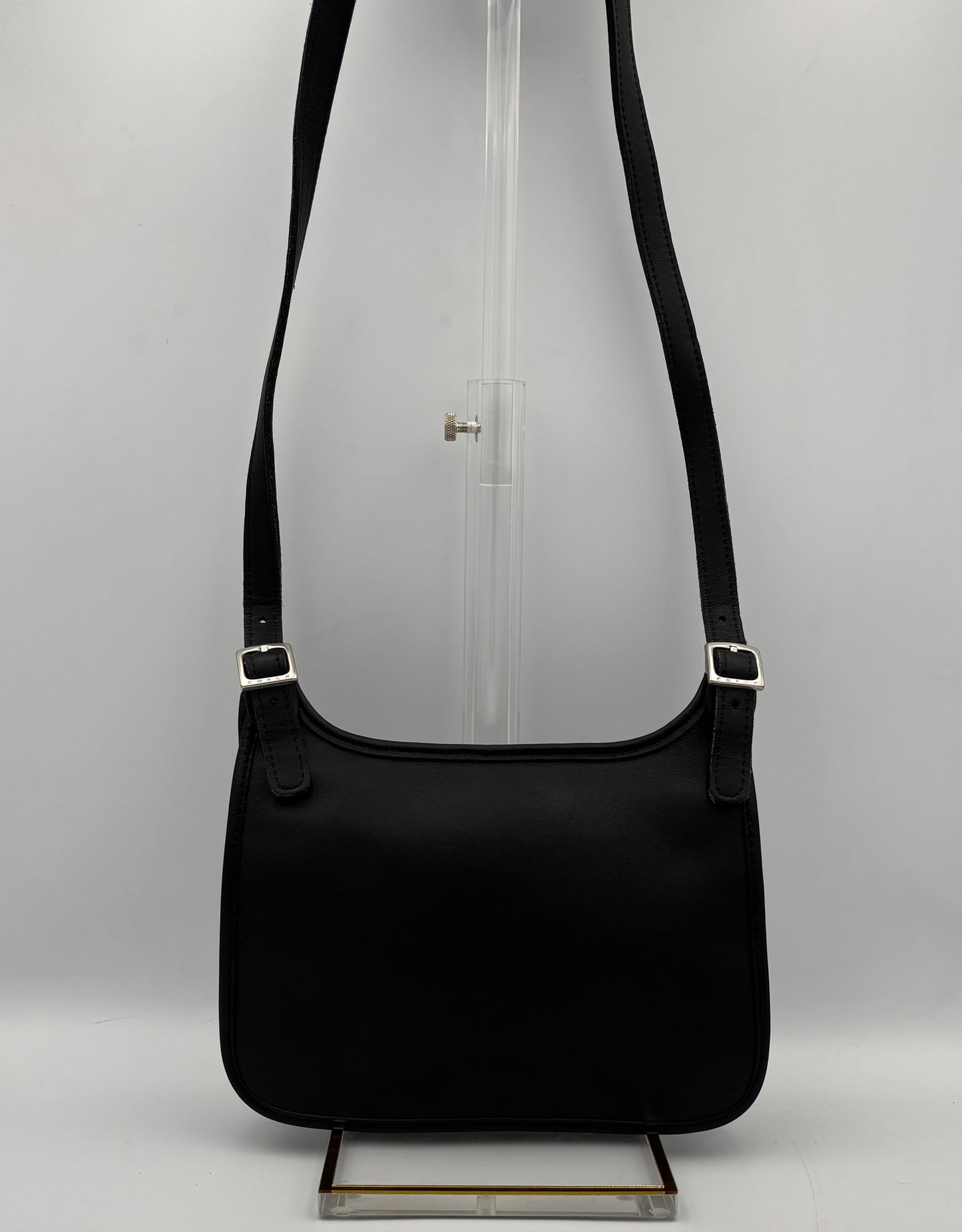 Vintage Coach Slim Hippie Bag | Style No. 9142 | Black Leather Crossbody | 1990s Shoulder Purse