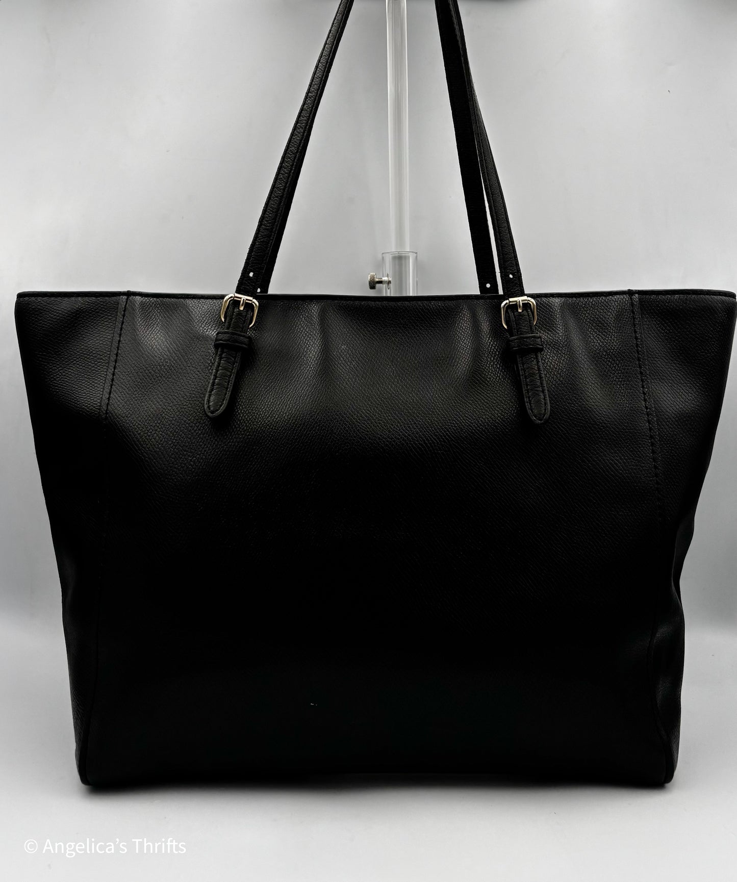 Coach black pebbled leather large tote bag