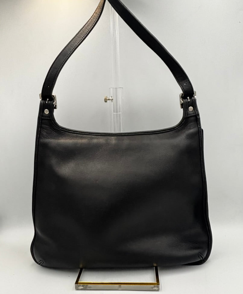 Vintage Coach 9134 Slim Hippie Flap Bag | Black Glove Tanned Leather Shoulder Purse | 1999 Costa Rica