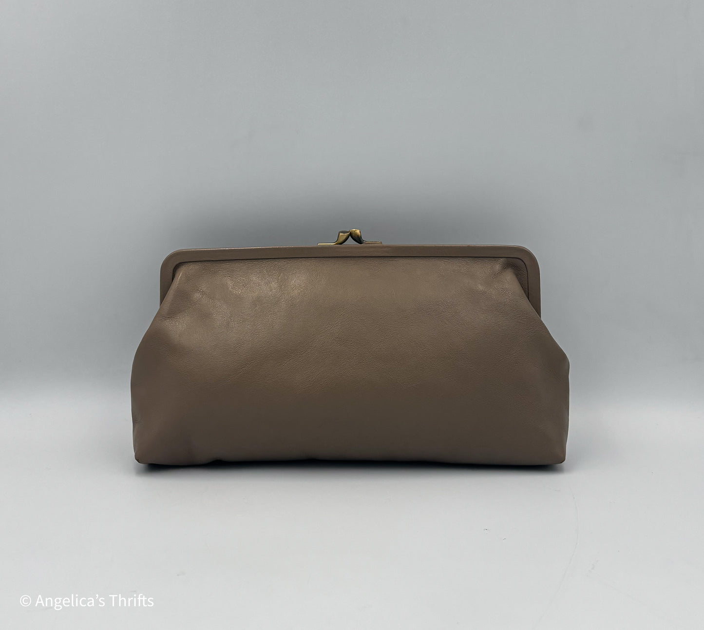 Il Bisonte Grey Leather Manuela Clutch| Made in Italy NWT