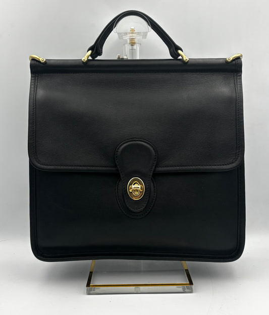 Vintage Coach Willis Bag | Style 9927 | Black Leather Top Handle Satchel | Rare 1990s Legacy Crossbody Purse
