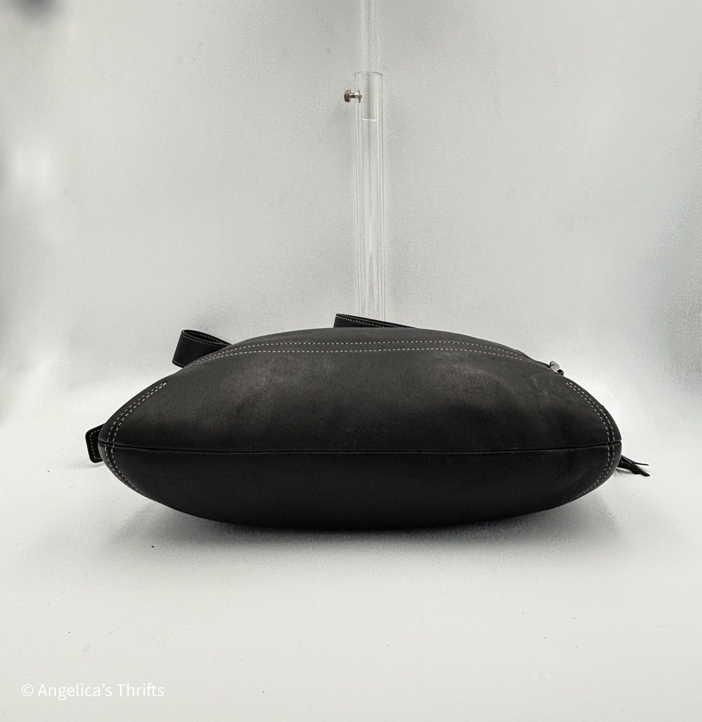 Vintage Coach Slim Black Leather Shoulder Bag | Minimalist 90s Shoulder Purse | Style 1414