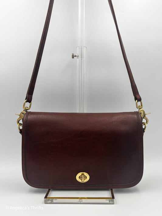 Vintage Coach 9755 Pocket Purse|1990s Legacy Mahogany Crossbody|Classic Leather Turnlock Bag