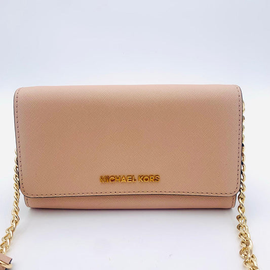 Michael Kors Pink Saffiano Leather Crossbody Clutch