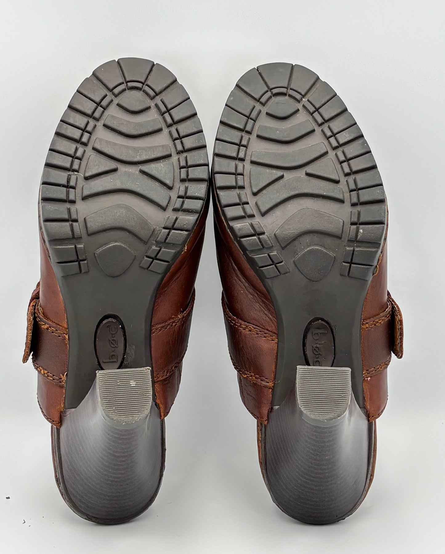 Leather Brown BOC Born Women’s Boots Clogs With Buckle Strap & Heel - Angelica’s Thrifts