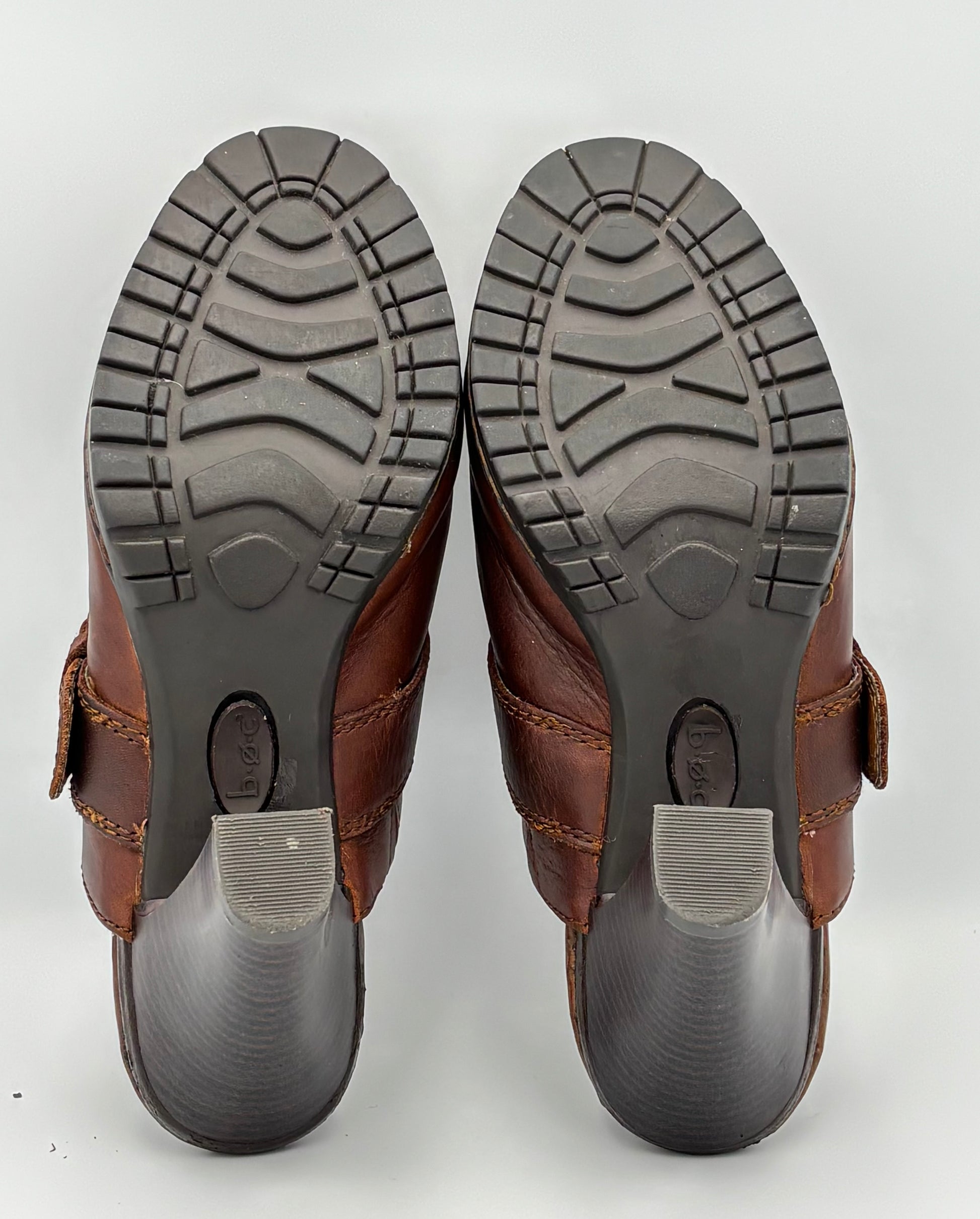 Leather Brown BOC Born Women’s Boots Clogs With Buckle Strap & Heel - Angelica’s Thrifts