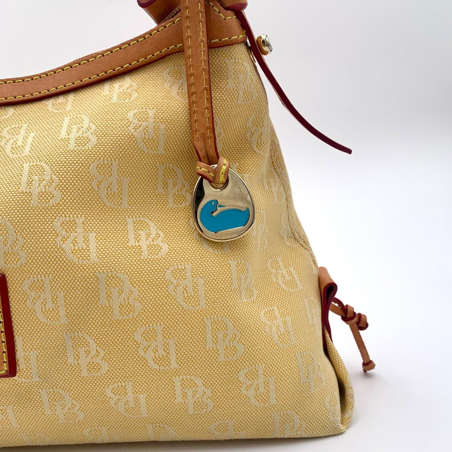 Certified Authentic Dooney & Bourke Yellow Cotton Monogram Shoulder Bag