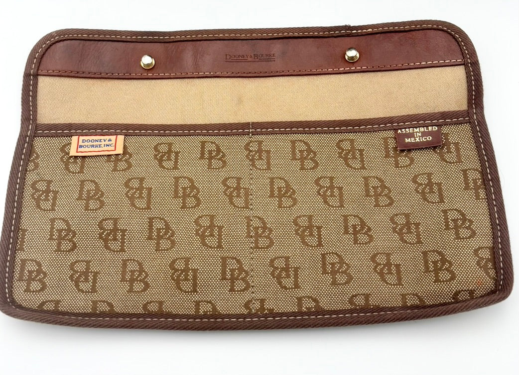 Dooney & Bourke Vintage Signature Canvas Leather Tote Shoulder Bag Brown - Angelica’s Thrifts