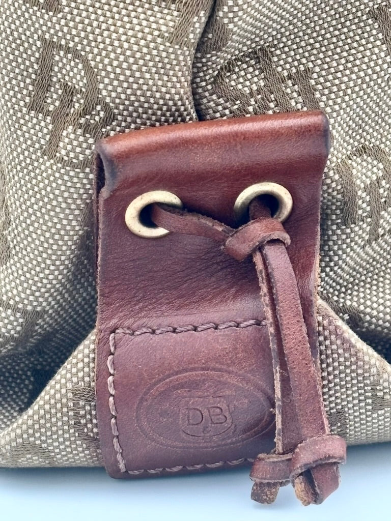 Dooney & Bourke Vintage Signature Canvas Leather Tote Shoulder Bag Brown - Angelica’s Thrifts
