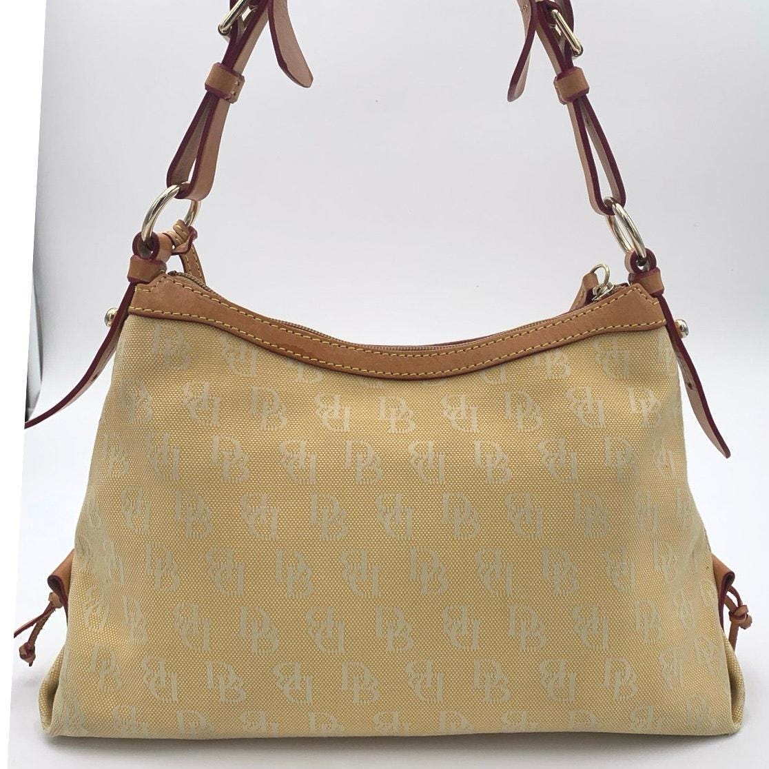 Certified Authentic Dooney & Bourke Yellow Cotton Monogram Shoulder Bag