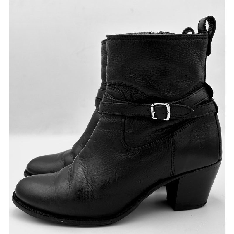 FRYE Women’s Jackie Rivet Short Black Leather Heeled Booties Size 8 - Angelica’s Thrifts