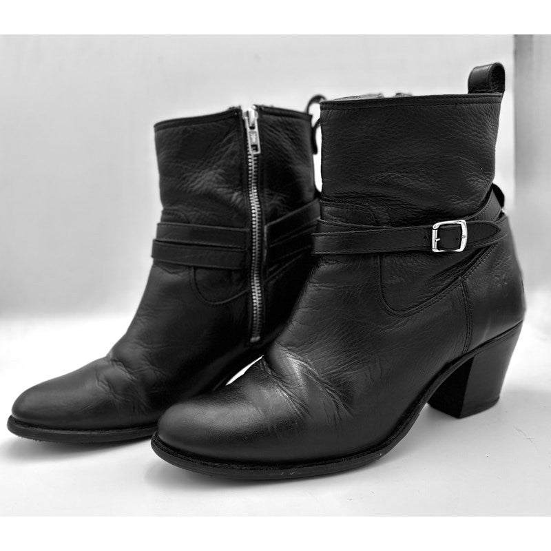 FRYE Women’s Jackie Rivet Short Black Leather Heeled Booties Size 8 - Angelica’s Thrifts