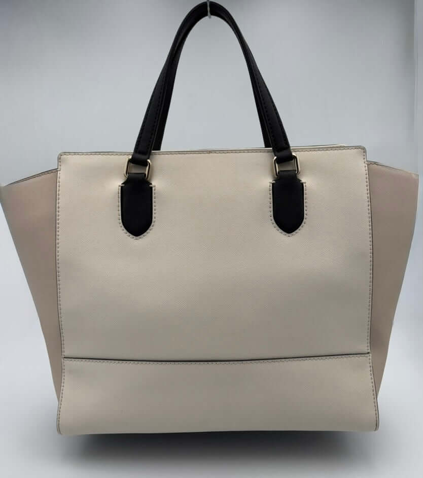 Kate Spade Womens Leather Cream/Pink Large Tote Shoulder Bag - Angelica’s Thrifts